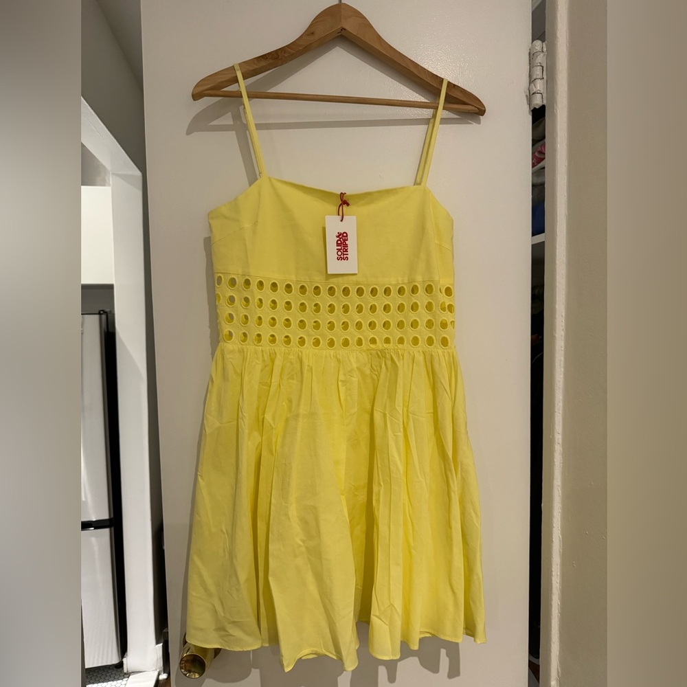 Solid and striped Amelia mini dress. NWT, light yellow
